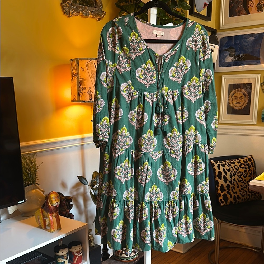 Pink Chicken Green and Pink Floral Dress